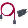GROOVY Caricabatterie USB-A + USB-C 20W con Cavo Apple 1 Metro | Ricarica Rapida 3A, Silicone Liquido Colorato, Compatibile iPhone e iPad (CILIEGIA)