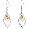 Qings Orecchini Novembre Citrino per Donna, Argento 925 Orecchini Topazio Pietre Portafortuna Birthstone Orecchino Gemma Giallo Solitario, Belli Gioielli Regalo di Compleanno per Ragazza Mamma Figlia
