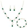 Clearine Zirconia gioielli per donne spose scintillanti goccia marquise pietra portafortuna collana orecchini bracciale per ballo di fine anno