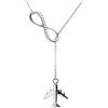 WearTravelers Collana con Aereo e Infinito Argento 925 - Collana Lunga Regolabile con Ciondolo Aereo Pendente e Simbolo dell'Infinito costellato di Zirconi - Idea Regalo per Viaggiatrice - Modello Lisbona