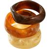 GREATRICH Bracciale Donna Rigido, Set di 3 Bracciali in Resina Acrilica, Idea Regalo Donne Originale, Regalo Donna Bambola Geometrico, Braccialetti Spessi Stackable per Look Bohémien