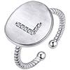 Suplight Donna Anello Aperto Regolabile Fascia Lettera I‎niziale Maiuscola Nome Alfabeto A-Z Gioiello alla Moda Delicato Placcato Platino Regalo Natale San Valentino Argento Lettera L