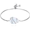 POPLYKE Bracciale da donna in argento Sterling con opale bianco e opale, idea regalo per donne