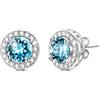 AOBOCO Orecchini con diamante simulato e moissanite da donna in argento 925 placcato oro bianco 18 carati con zirconia cubica (acquamarina (marzo))