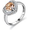 Bellitia Jewelry Anello Regolabile Donna Cuore in Argento Sterling 925, Anello con Pietra Zirconia Cubica, Regalo per Donne e Ragazze