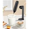 Pawfly Frullatore a Latte Ricaricabile, Frullatore a Mano con Supporto e Frusta in Acciaio Inox, Potente Elettrico Schiumalatte per Cappuccino Latte Matcha Cioccolata Calda