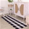 RAJRANG Buffalo Plaid Runner Tappeto 6 x 15 cm, Zerbino in cotone, lavabile a mano, runner per corridoio, a scacchi, per interni ed esterni, decorazione per casa colonica, cucina, nero e bianco