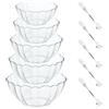 SICANAUO 5 pezzi trasparente ciotola di insalata di plastica, riutilizzabili miscelare ciotole da servire con forchette di 5 pezzi, ciotola dessert di frutta, impilabile snack chip(5 dimensioni)