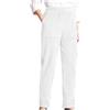 Generic Pantaloni da donna a gamba larga in velluto a coste casual elastico a vita alta pantaloni larghi con tasche pantaloni in velluto a coste da donna, bianco, L