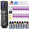 Wormhole Tattoo Set di macchine per tatuaggi, 7 altezze di sollevamento regolabili, batteria da 2300 mAh, senza fili, con modalità normale/Jumpstart/Dot con display LED WTK381