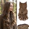 JJstar Extension Capelli Lisci Halo 50cm, ca.Biondo cenere bruno | Extension Halo liscia da 50 cm, ca. 120 g, con filo regolabile e tre clip rimovibili per dare volume e lunghezza senza colla.