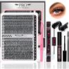 PRO LASHBEAUTY PRO kit extension ciglia 300 pezzi ciglia finte D Curl 9-16mm Cluster Lashes extension ciglia kit Gel Remover per Individuali Ciglia ，colla ciglia finte，applicatore(30D+40D, D-9-16mix Kit)