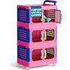 Shally Dogan Carrello Portagiochi 3 Livelli Impilabili Contenitore Organizer Apribile e Ruote