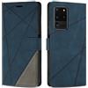 SONWO Cover per Samsung Galaxy S20 Ultra, Flip Caso in PU Pelle Case Cover Custodia con Slot per Schede e Supporto Stand per Samsung S20 Ultra, Blu