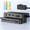 ROCKETEK Ms Surface Dock 2, 12 in 1 Surface Docking Station, triplo display Sur-face Dock con 2 HDMI 4K +VGA per Sur-face Pro 11/10/9/8/X/7/6/5/4/3, Laptop 7/6/5/go/4/3/2/1, Book 3/2/1