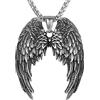 HZMAN Collana con ala d'angelo per uomo e donna, in acciaio inox, gotico, punk, ala d'angelo, croce con ciondolo a forma di angelo, amuleto, idea regalo, 24 inches, Acciaio inossidabile, Non pietra