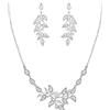 Clearine Foglia Cluster Sposa Set Gioielli Argento Placcato Trasparente Zirconia cubica Ciondolo Collana Goccia Orecchini per Festa