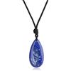 COAI Collana Lapislazzuli per Donna e Uomo, Ciondolo Goccia di Lapislazzuli Pietra Naturale, Collana Unisex con Cordino di Nylon Nero Regolabile