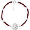 ENTREPLATA Bracciale con pietra naturale rossa rubino e charm in argento - amuleto in argento sterling 925 per donna - protezione amore e fortuna - ciondolo Tetragramaton