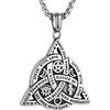 HZMAN Collana triquetra con nodo celtico in acciaio inossidabile a doppia faccia, nodo triquetra irlandese cristiano trinità, metallo, senza pietra preziosa