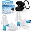 Eargrace Tappi Orecchie Aereo, Eargrace 2 Coppie di Tappi Orecchie Riutilizzabili in Silicone per Aereo 26dB, con Corda in Silicone, Protezione per le Orecchie per Aereo, Concerti, Moto, Lavoro