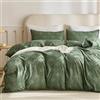JELLYMONI Set copripiumino per letto queen size, in microfibra trapuntata, trama boho, motivo geometrico jacquard a rombi, con lacci agli angoli e chiusura a cerniera, colore: verde