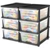 VEVOR Cassetti Portaoggetti in Plastica, Torre Portaoggetti a 6 Cassetti, Scatola per Stoccaggio a 3 Livelli, Contenitori Trasparenti per Forniture per Ufficio, Stanze per hobby, Aule, Casa
