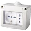 A2ZWORLD Cassetta Elettrica IP55 Con Sportellino, 3 Moduli Presa Schuko P40 + Presa Bipasso 10/16A, Kit Scatola Elettrica Pronta, Montaggio Da Muro Parete Esterno