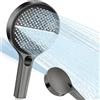 GOUNNU Soffione Doccia Alta Pressione Doccino per Doccia Grande 150mm 4 Modalità di Getto Doccetta per Doccia Ugello in Silicone Soffione Doccia Risparmio Idrico -Universale (Grigio)