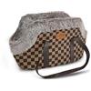 PATAM Borsa per Cane e Gatto, Tracolla-Trasportino per Piccoli Animali - Borsa da Viaggio con Interno in Caldo Pile, Chiusura con Bottoni - Travel Scacchi, 42x26x27 cm