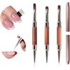 KOSLEOW 3 Pezzi Pennelli Unghie Gel Doppia Punta, Pennelli Nail Art Professionali per Gel Ricostruzione Unghie, French Unghie e Decorazioni,Con Cappucci Metallici e Manico in Legno per DIY e Salon