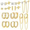 ALEXCRAFT Orecchini a Lobo 10 Paia Set di Orecchini in Oro Orecchini a Cerchio in Argento 925 Piccoli Orecchini Dorati da Donna per Multifori per le Orecchie