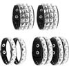 UILYNIU 6 Pezzi Bracciale Borchiato Pelle Nero Gotico Bangle Rock Set, Gotico Punk Borchiato Ampio Bracciale Pelle PU Regolabile per Uomini e Donne Cosplay (Nero)