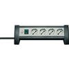Brennenstuhl 1156255414 Multipresa da tavolo, serie Premium Office Line, 4 prese italiane 10/16A+Schuko, interruttore luminoso colore nera/grigio