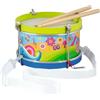 goki 61848 - Tamburo per Bambini dai 3 Anni in su, con Cinturino e Bastoncini di Legno, Strumento Musicale colorato della Serie goki66, 21,5 cm