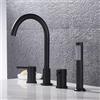 XJTNLB Rubinetto Doccia Bagno Rubinetteria Bordo Vasca 4 Fori, Miscelatore Vasca da Bagno con Doccetta Nero