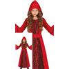 FIESTAS GUIRCA Costume da strega con cappuccio rosso per bambina - Costume da strega rossa - Costume Halloween per bambina