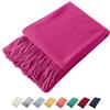 Homiest Coperta decorativa lavorata a maglia con frange, leggera in acrilico, morbida e accogliente coperta con nappe, per divano, letto, fucsia, 127 x 152,4 cm