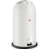 WESCO Kickmaster Junior Pattumiera in colore bianco opaco, lamiera d'acciaio verniciata a polvere, ammortizzatore integrato, volume 12 litri, inserto in plastica, sportello di inserimento