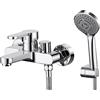 BONADE Rubinetto per vasca da bagno con 3 tipi di getto, miscelatore monocomando con tubo e supporto a parete, per vasca da bagno (cromato)