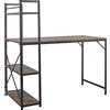 BAKAJI Scrivania con Libreria 4 Ripiani Tavolo da Lavoro Porta Pc Computer Struttura in Metallo Nero e Piano in Legno MDF Arredamento Casa Ufficio Cameretta Dimensioni 120 x 62 x 121 cm (Brown)