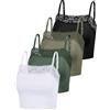 Bencailor 4 Canottiere da Donna in Pizzo con Spalline Sottili, Bralette, Crop Top, Mezza Canotta a Fascia in Pizzo, per Donne e Ragazze, L, Bianco, Verde Sottaceto, Scuro, Nero