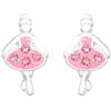 Zenvie Orecchini a bottone ballerina rosa con confezione regalo - argento sterling