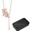 BNQL Collana con ciondolo a forma di orchidea in oro rosa, con ciondolo a forma di orchidea, con perle a goccia, gioielli di ispirazione, Acciaio inossidabile, Perla
