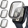 Suoman 3 Pezzi Custodia per Apple Watch SE 3/2/1/Series 6 5 4 44mm Vetro Temperato Pellicola Protettiva,PC Rigido Case Protettiva Ultrasottil Cover,Acciaio Titanio&Acciaio Titanio&Acciaio Titanio,44mm