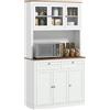HOMCOM Credenza da cucina, con 6 ante, 2 cassetti, piano di lavoro e ripiani regolabili, 100x40x180cm, Bianco | Aosom Italy