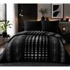 HOME LINGE PASSION Parure de couette microfibre Steevy - 1 housse de couette 240x260 cm + 2 taies 63x63 cm - Noir - HOME LINGE PASSION