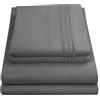 Sweet Home Collection 2052 Thread Count Sheet Soft Egyptian Quality Brushed Microfiber Set di Biancheria da Letto di Lusso Piatto, Lenzuolo con Angoli, 2 federe, Microfibra, Grigio, King, 4 unità
