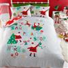 Bedlam - Copripiumino matrimoniale (200 x 200 cm) reversibile (2 fantasie) - 2 federe incluse - Slitta di Babbo Natale, pupazzo di neve e albero di Natale