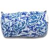 IBOAH Beauty case da viaggio con stampa organizer da bagno, borsa per il trucco in cotone imbottito per donne, uomini e neonati, con fodera impermeabile interna (Blu scuro fiori, Piccolo)